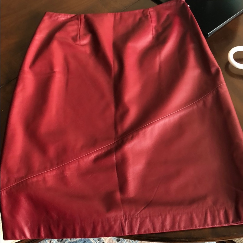 Red leather skirt